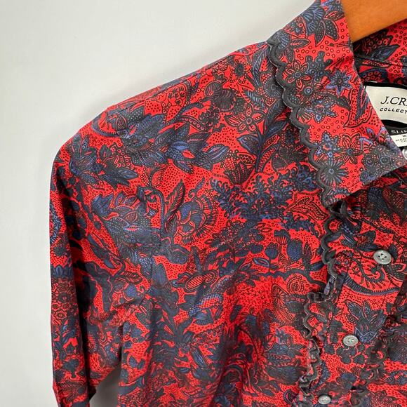 J.CREW NWT Scallop-ruffle perfect slim shirt in Ratti® poinsettia paisley // 2 - Picture 6 of 11